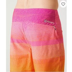 Hurley Phantom Zion Stretch Board Shorts Swim Pink Orange Sunset Stripe - Sz 28